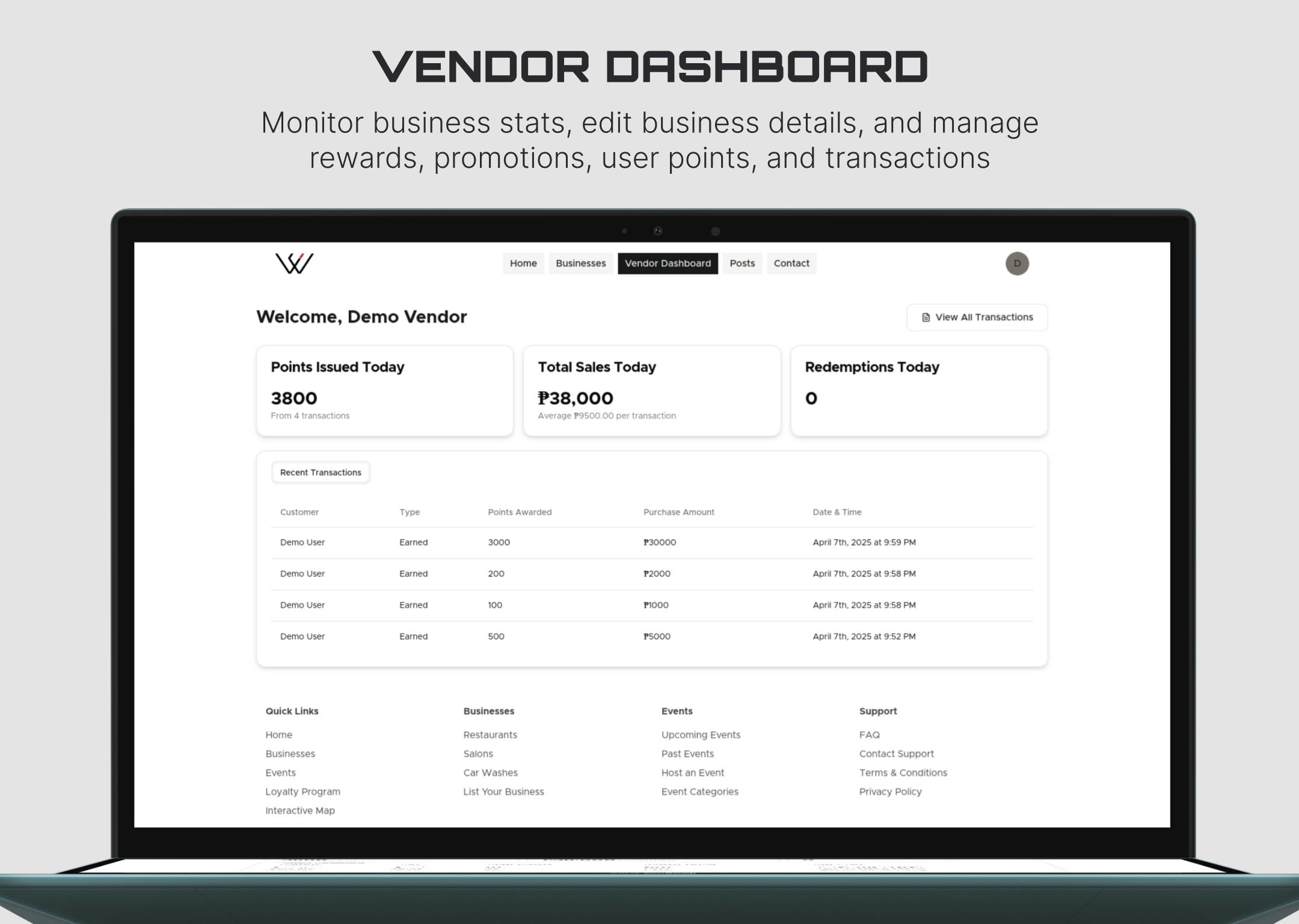 Vendor Dashboard