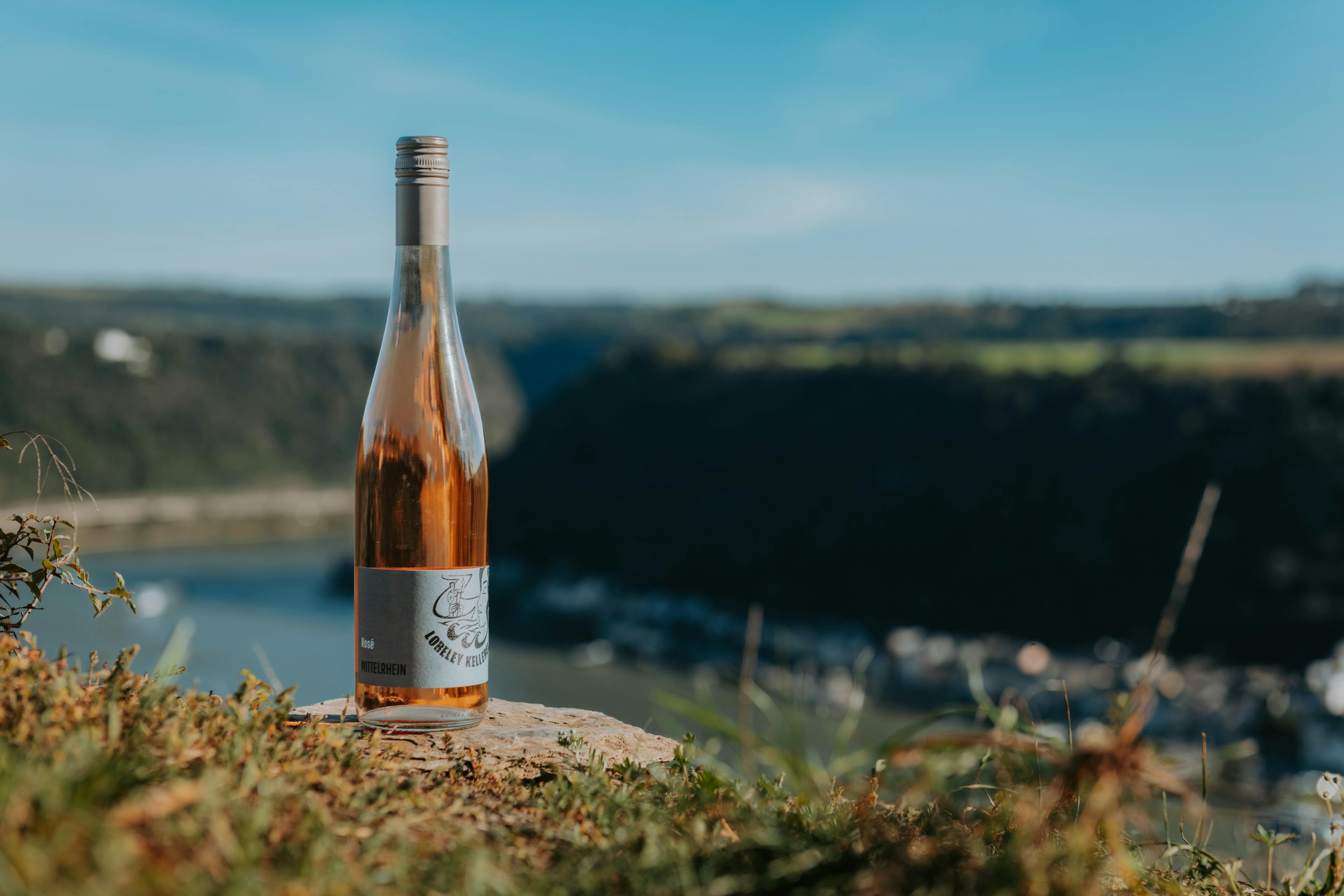 Weinflasche im Loreleytal