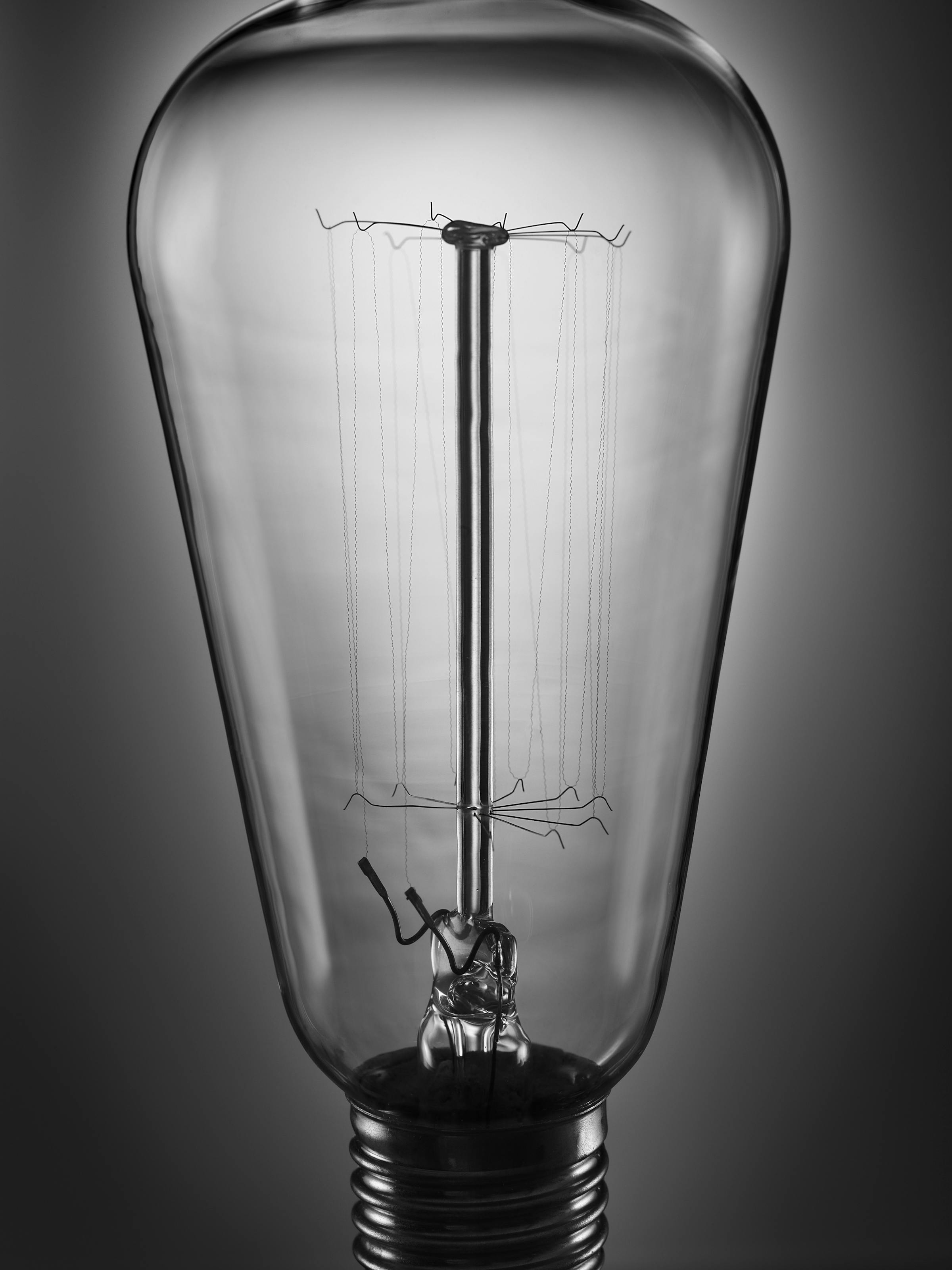 Close-up of the filament of an old-fashioned light bulb