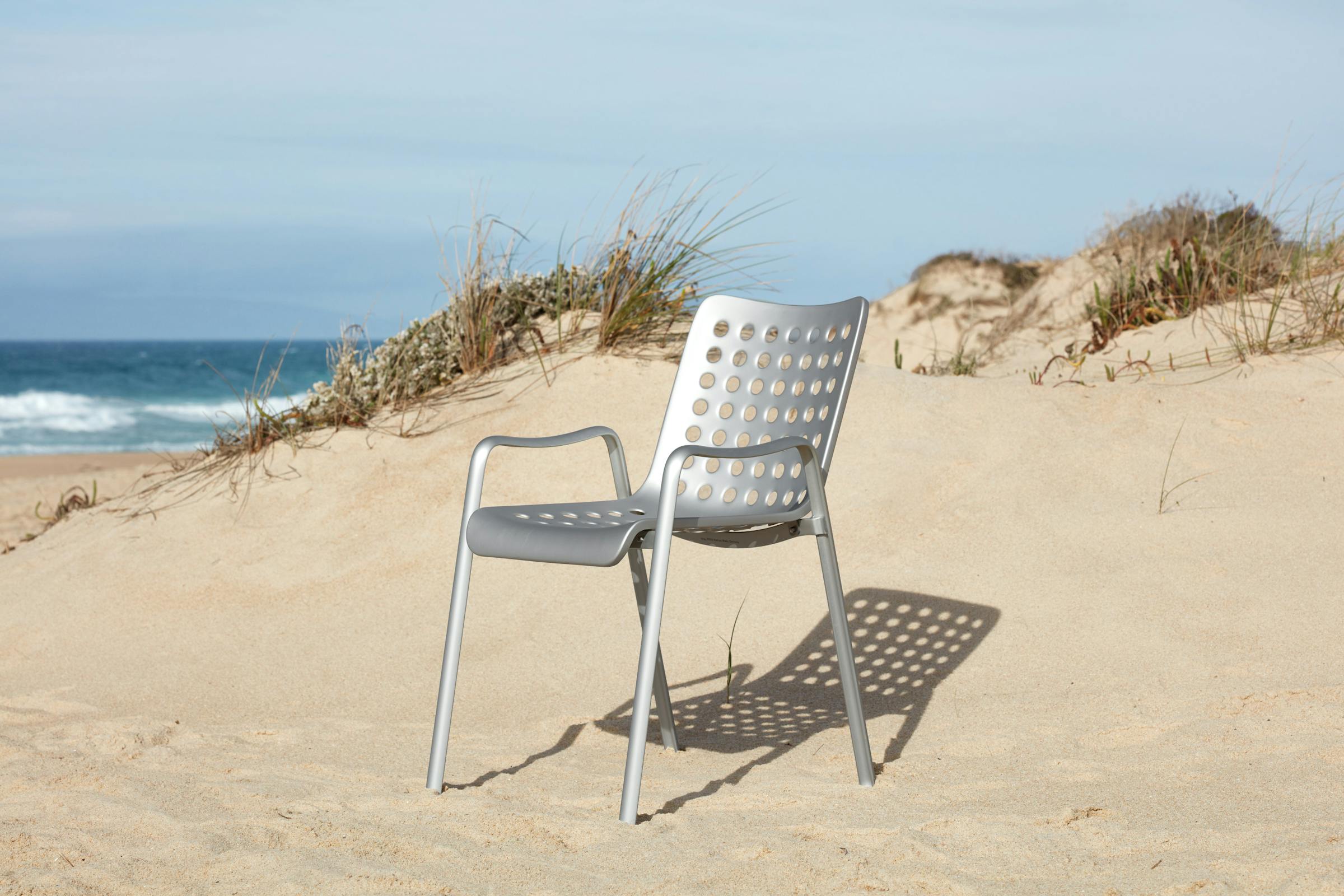 Landi chair by Hans Coray on the beach in the sun