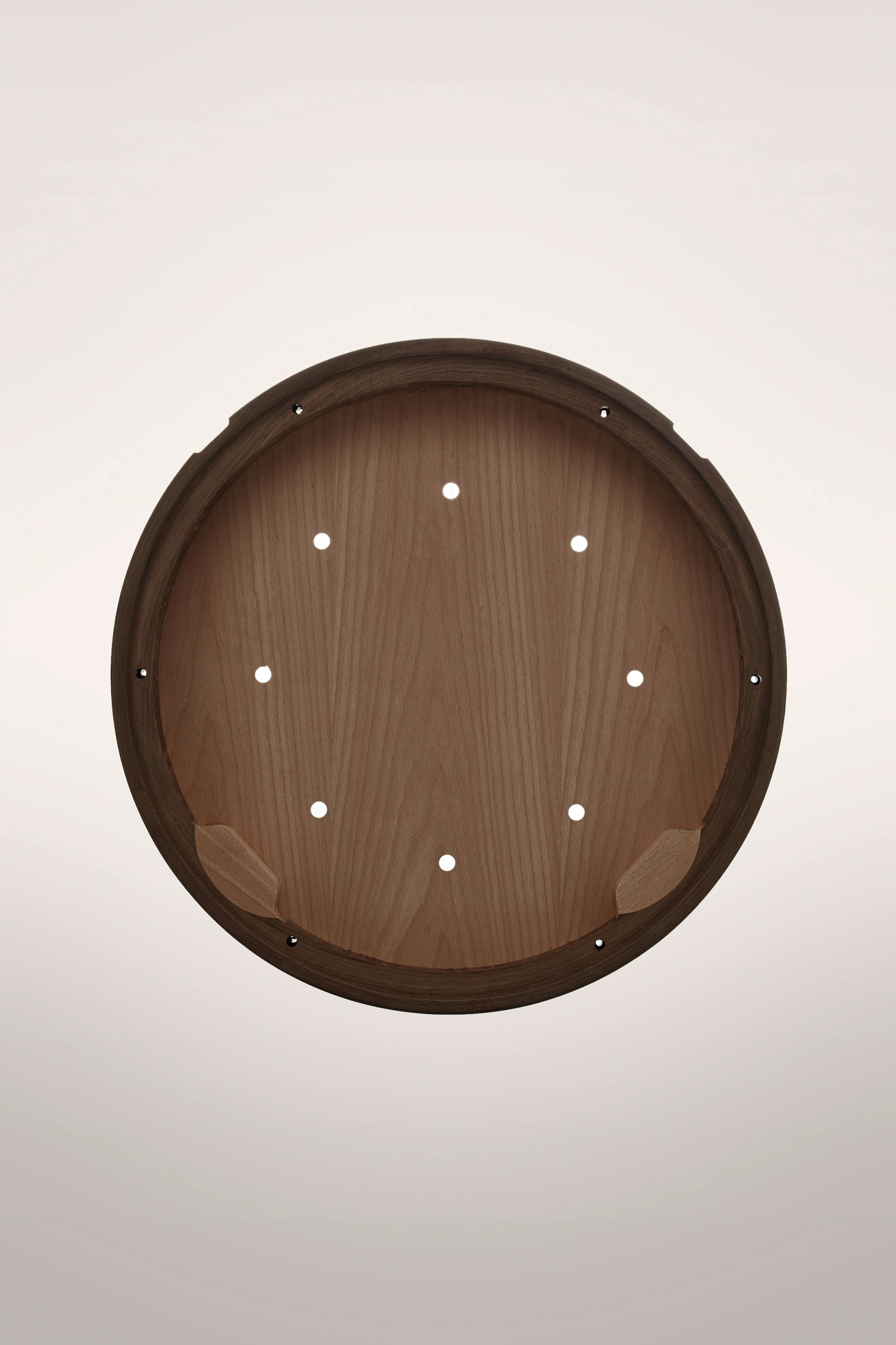 Detailed shot of a wooden seat shell from the Seley armchair by Frédéric Dedelley for HorgenGlarus