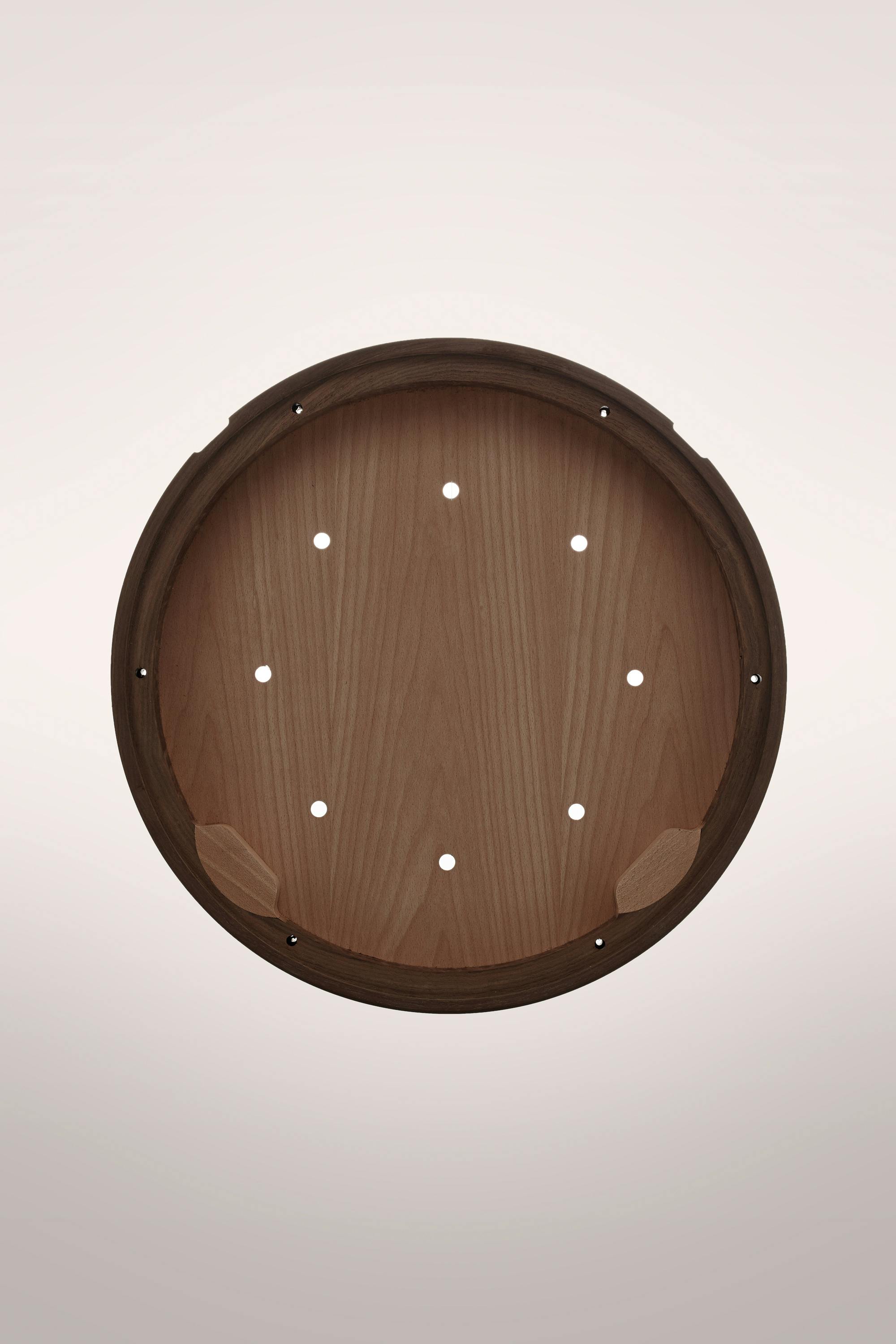 Detailed shot of a wooden seat shell from the Seley armchair by Frédéric Dedelley for HorgenGlarus