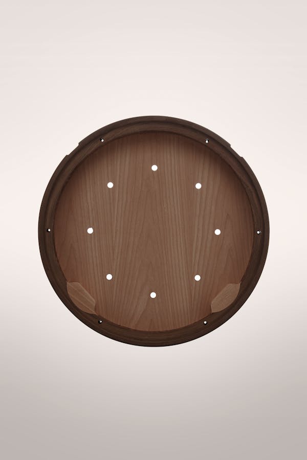 Detailed shot of a wooden seat shell from the Seley armchair by Frédéric Dedelley for HorgenGlarus