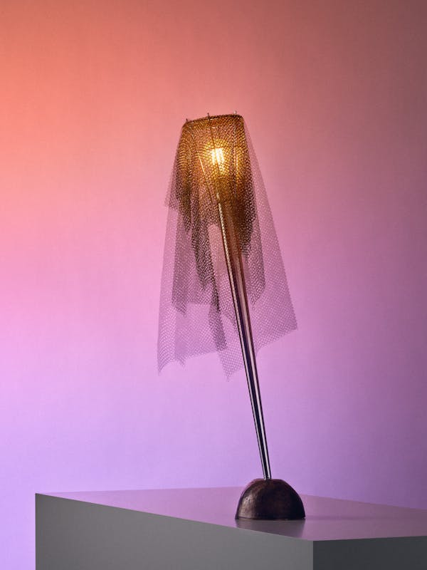 Multiple analoge exposure of the lamp "Ecate" by Italian designer Toni Cordero in front of a pastel colored background