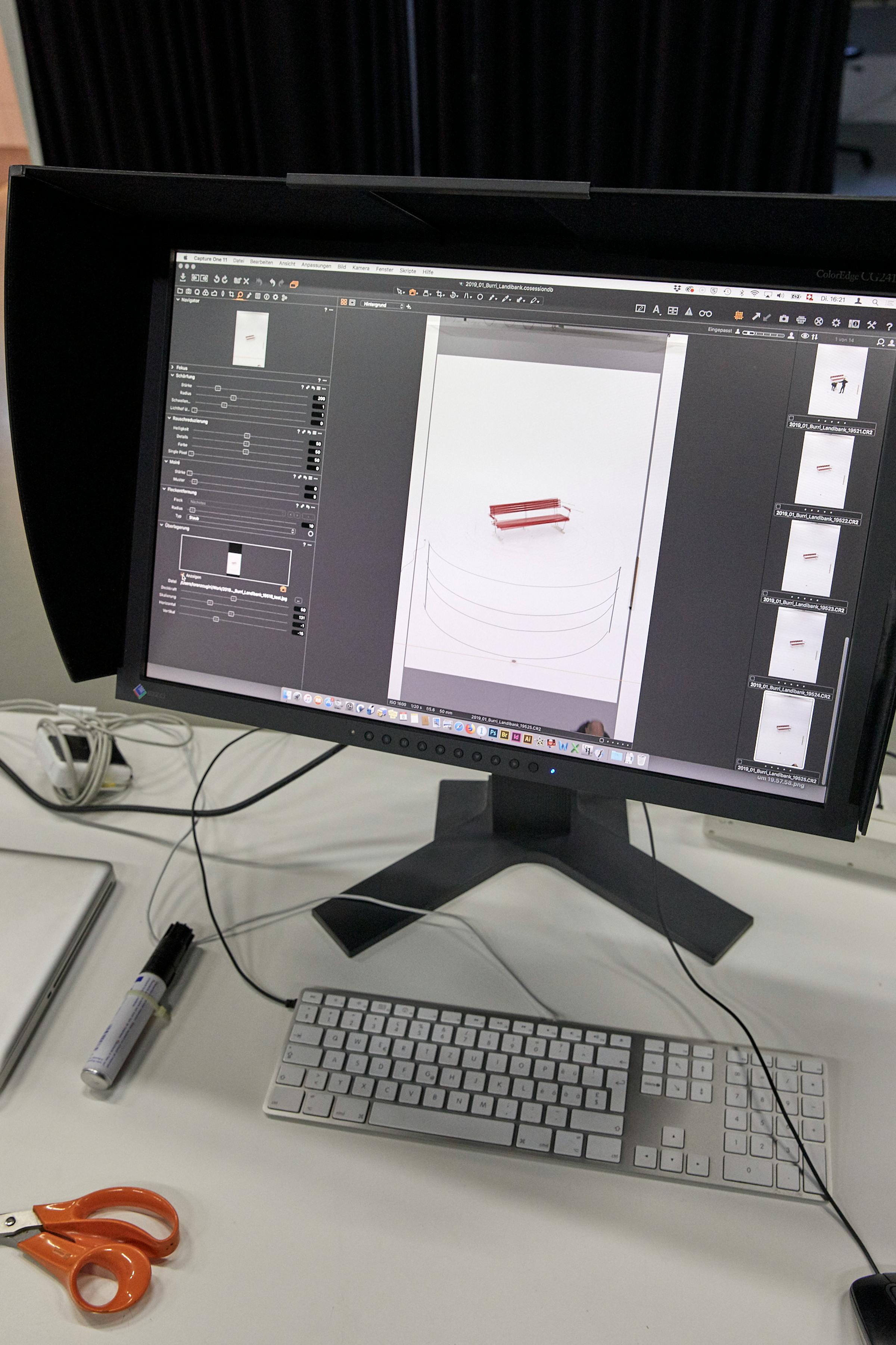 Backstage shot showing a detail on a monitor