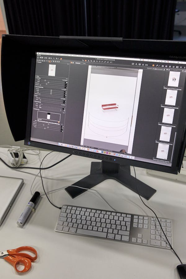 Backstage shot showing a detail on a monitor