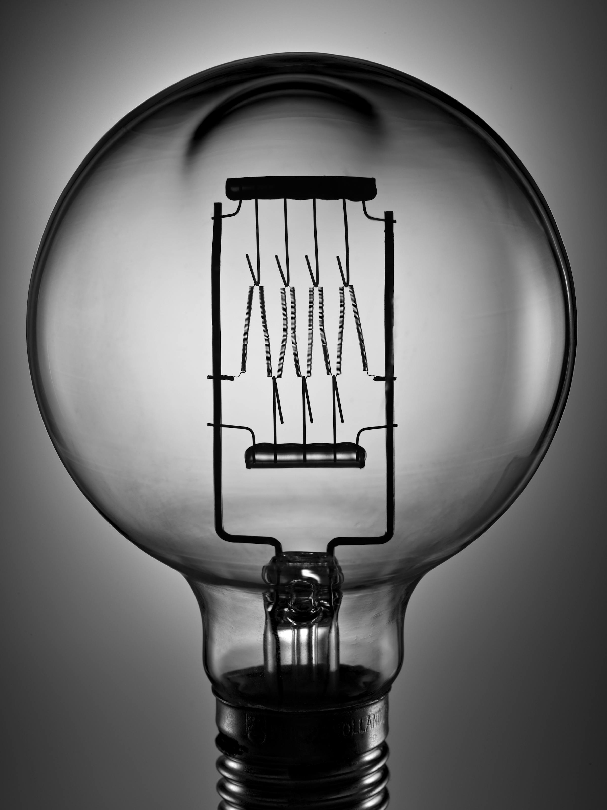 Close-up of the filament of an old-fashioned light bulb