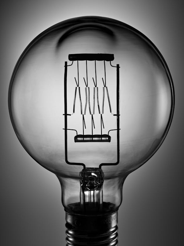 Close-up of the filament of an old-fashioned light bulb