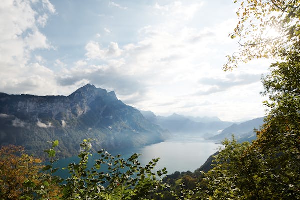 View of the mountain panorama of Lake Walen