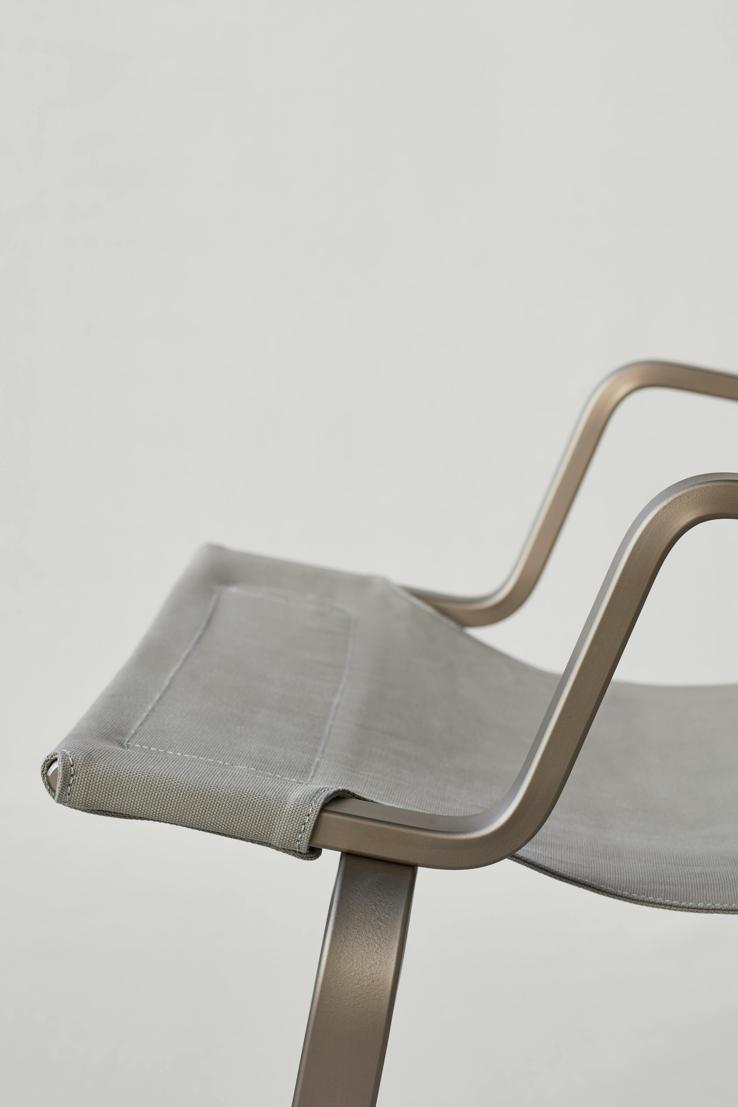 Close Up of the Enso chair by Swiss designer Frédéric Dedelley showing the special Bananatex textile by Qwestion