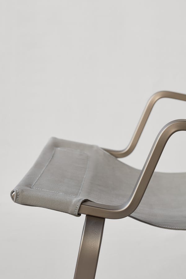 Close Up of the Enso chair by Swiss designer Frédéric Dedelley showing the special Bananatex textile by Qwestion