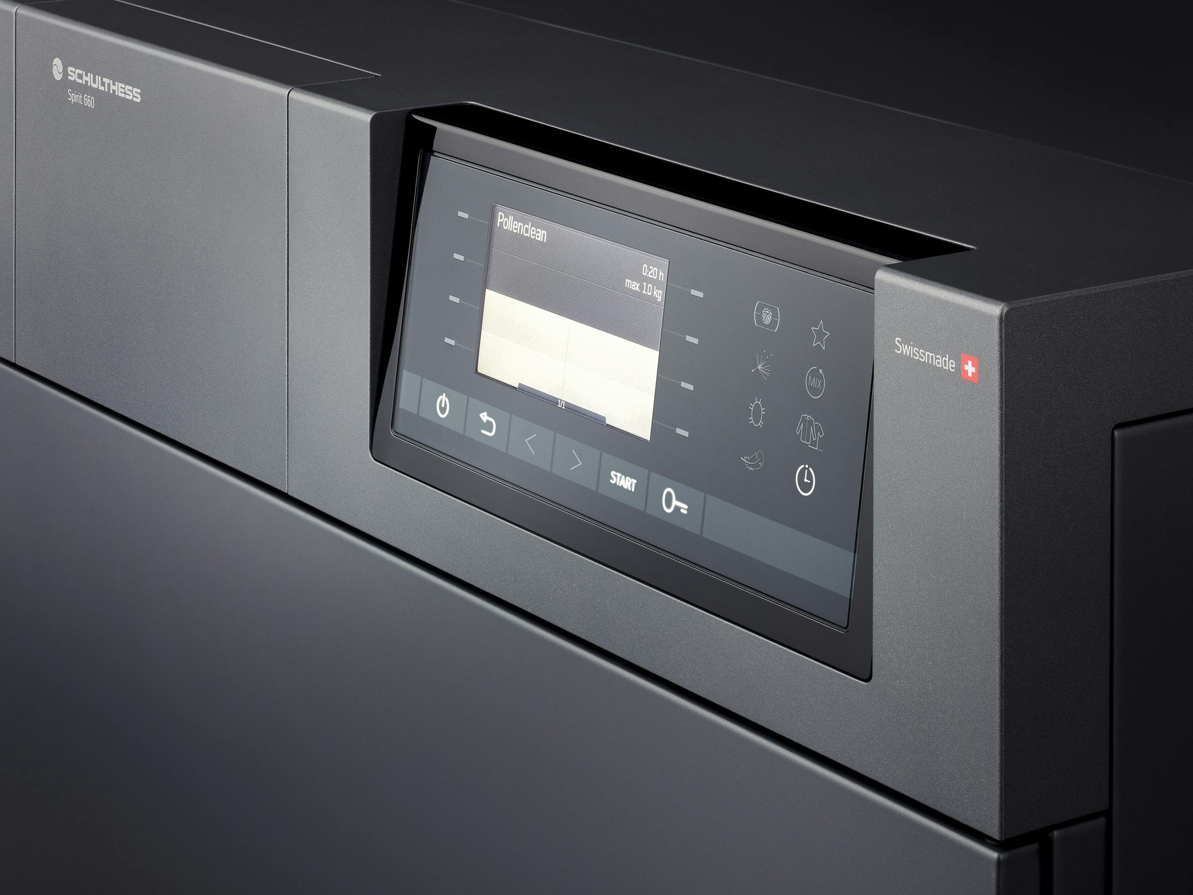 Close-up of the control panel of a washing machine