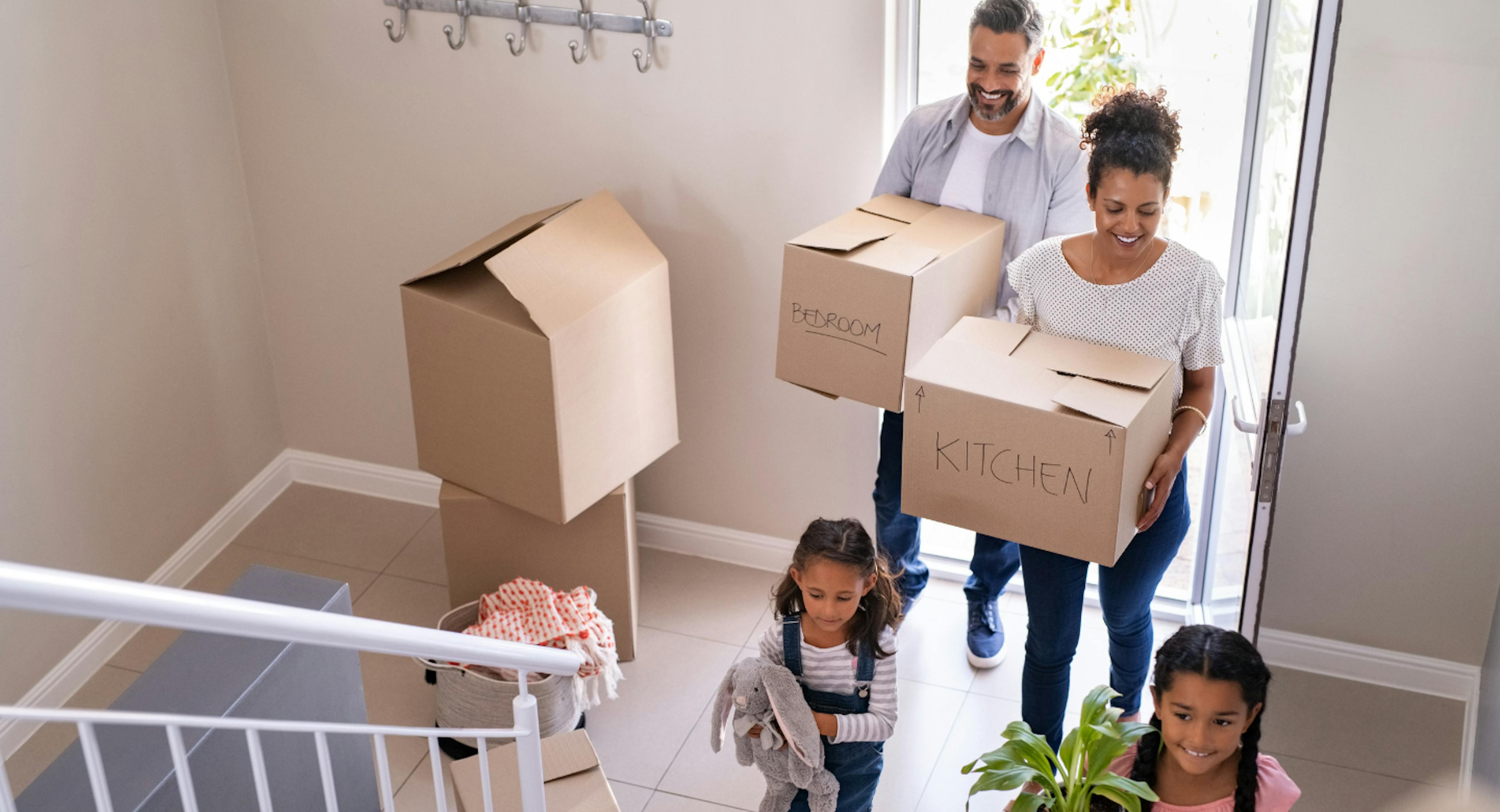 A family moving into a new home