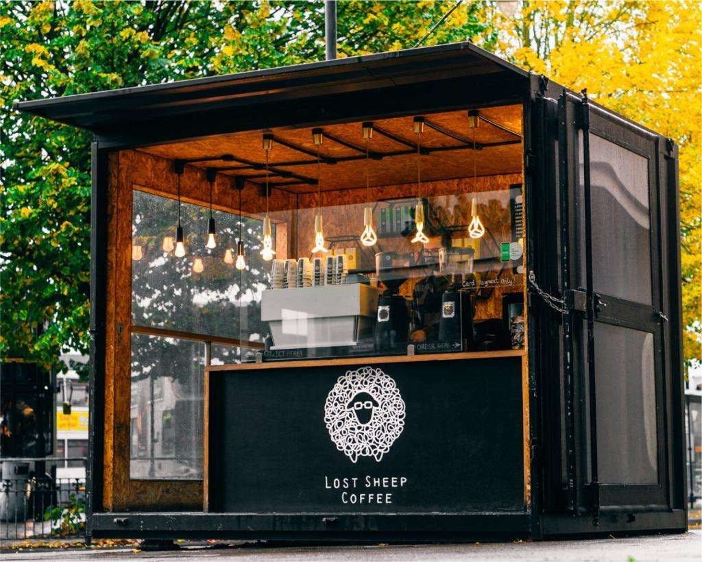 Lost Sheep Coffee stand in Canterbury Bus Station