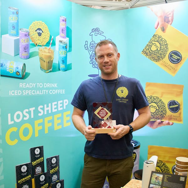 Lost Sheep Coffee founder Stuart with his award