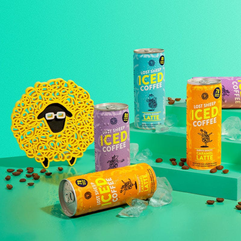 Lost Sheep Coffee collection of Iced Coffee with Logo behind