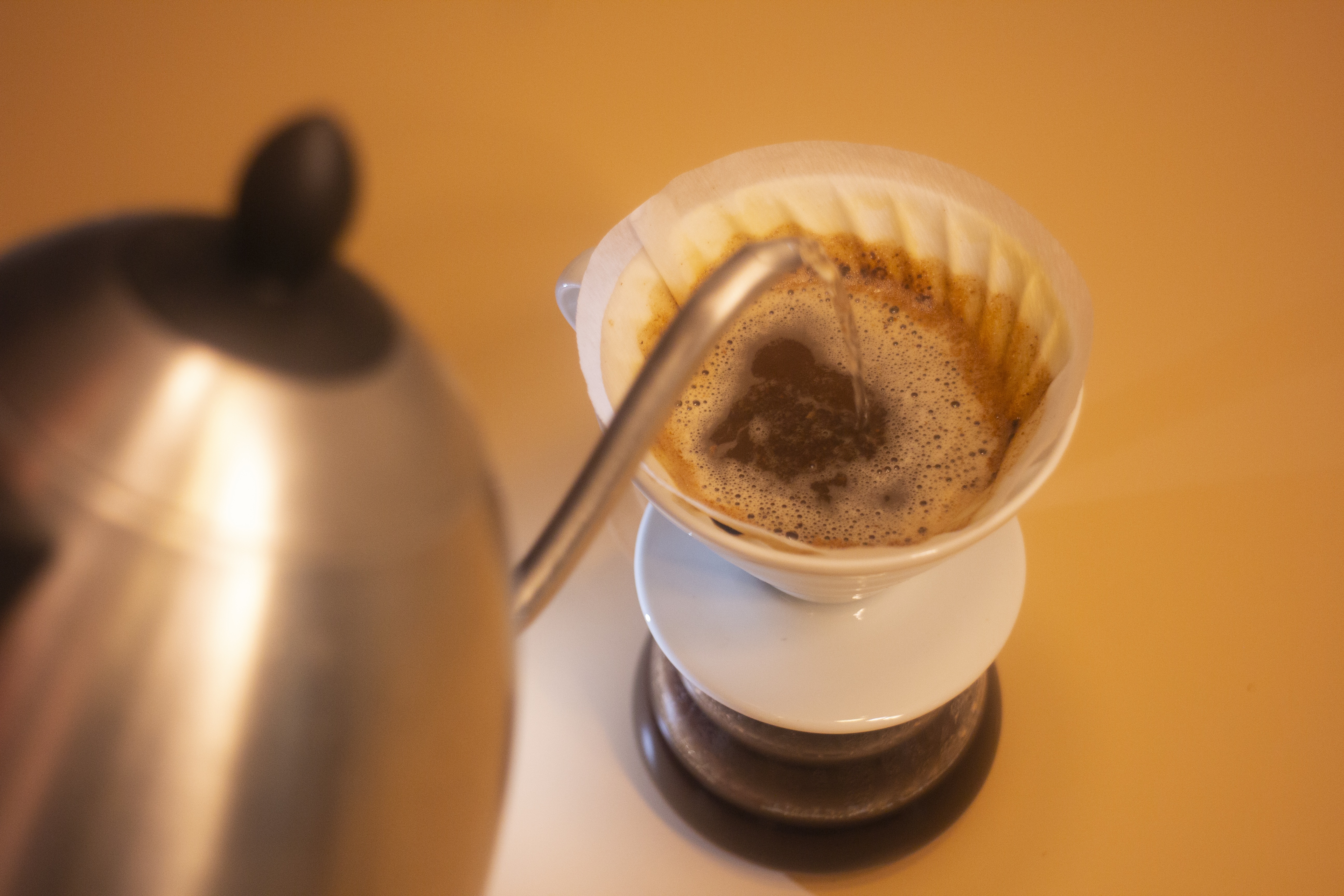 Water being poured in to Coffee filter
