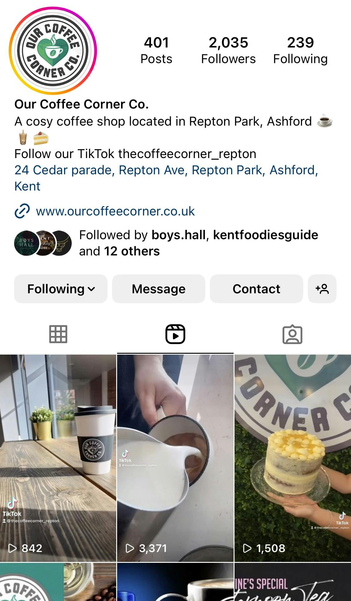 Repton Coffee Instagram