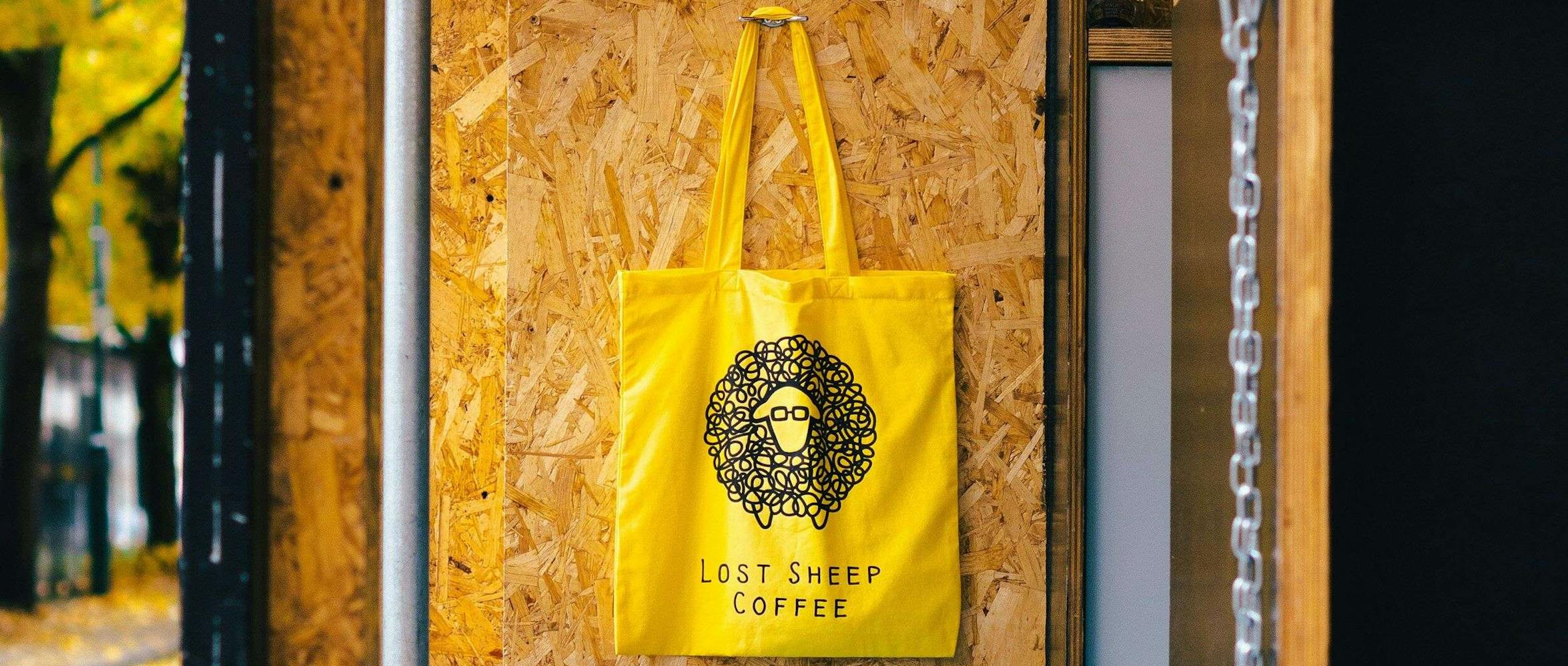 Lost Sheep Coffee yelliow tote bag