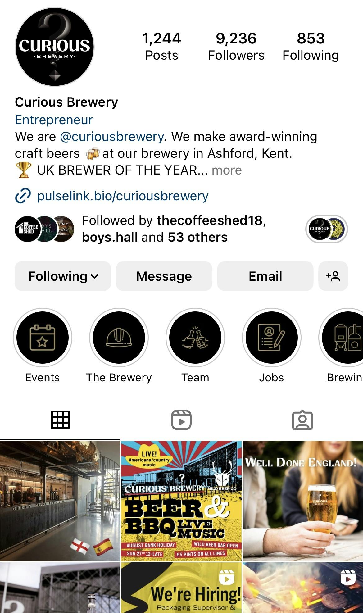 Curious Brewery Instagram