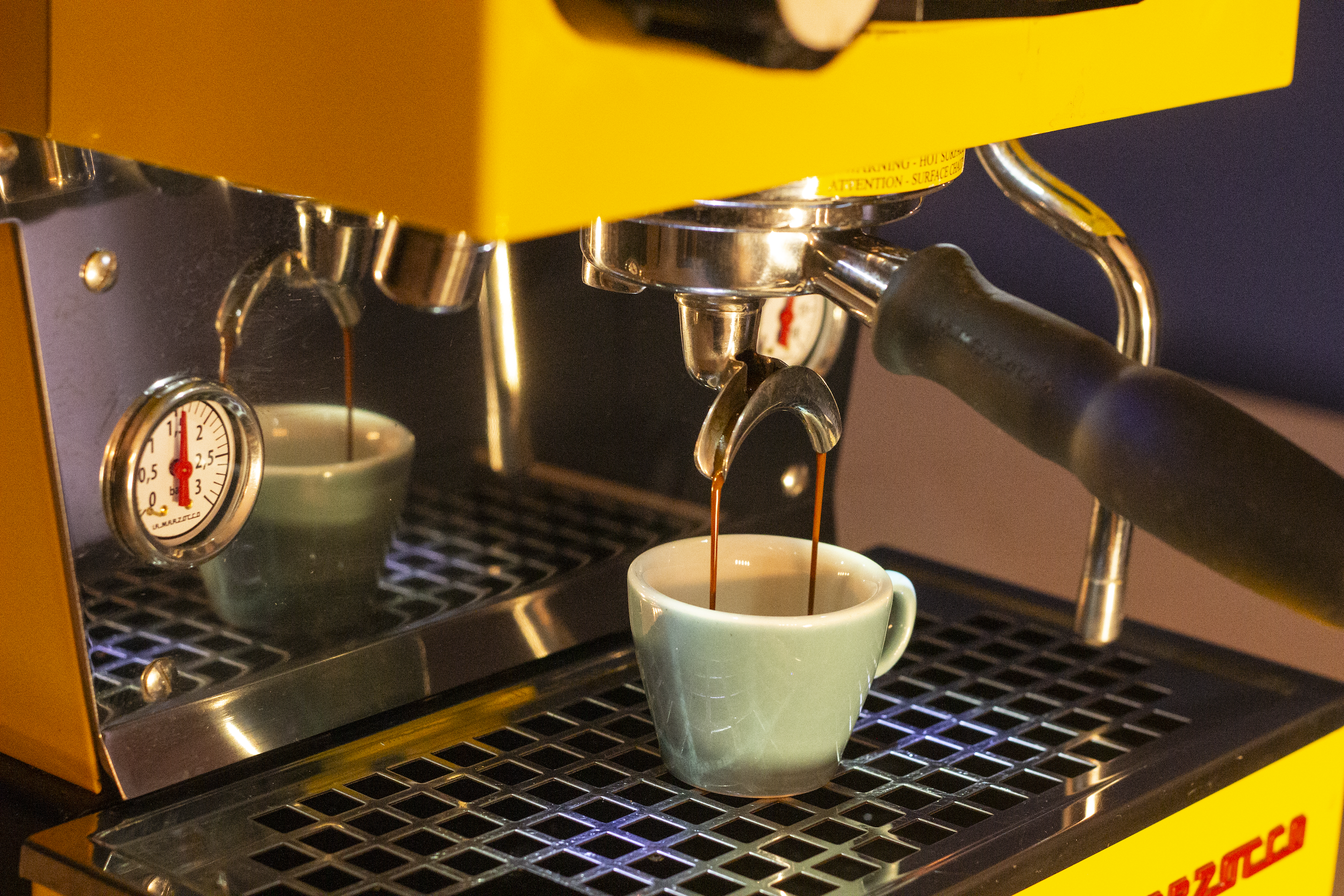 Yellow espresso machine