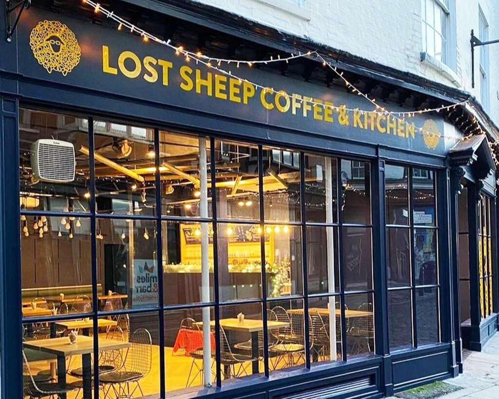 Canterbury town center Lost Sheep Coffee shop exterior 