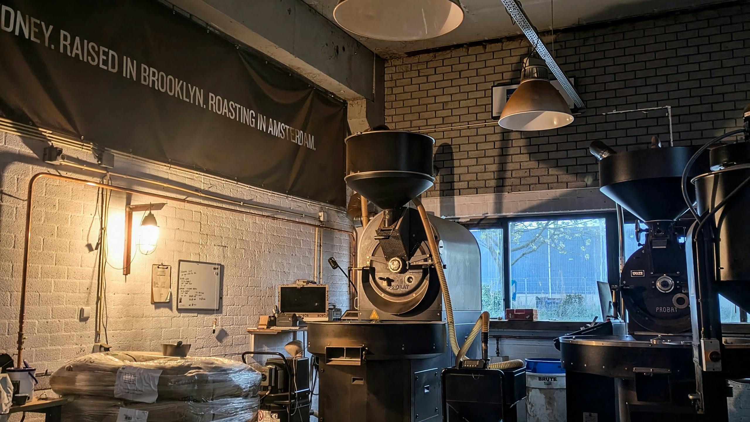 A coffee roaster machine at LOT61 Roastery