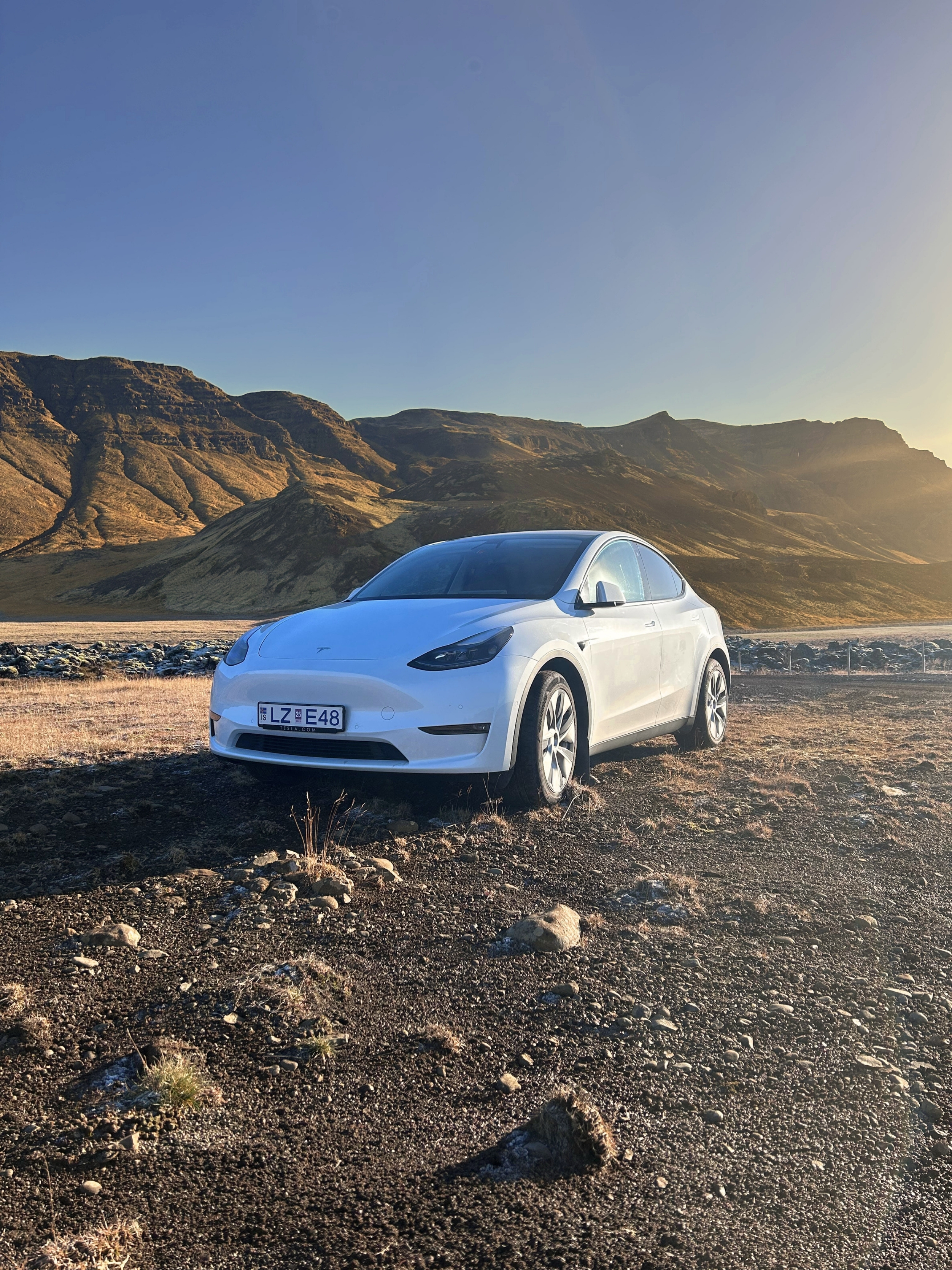 Tesla in the fall in Snæfellsnes