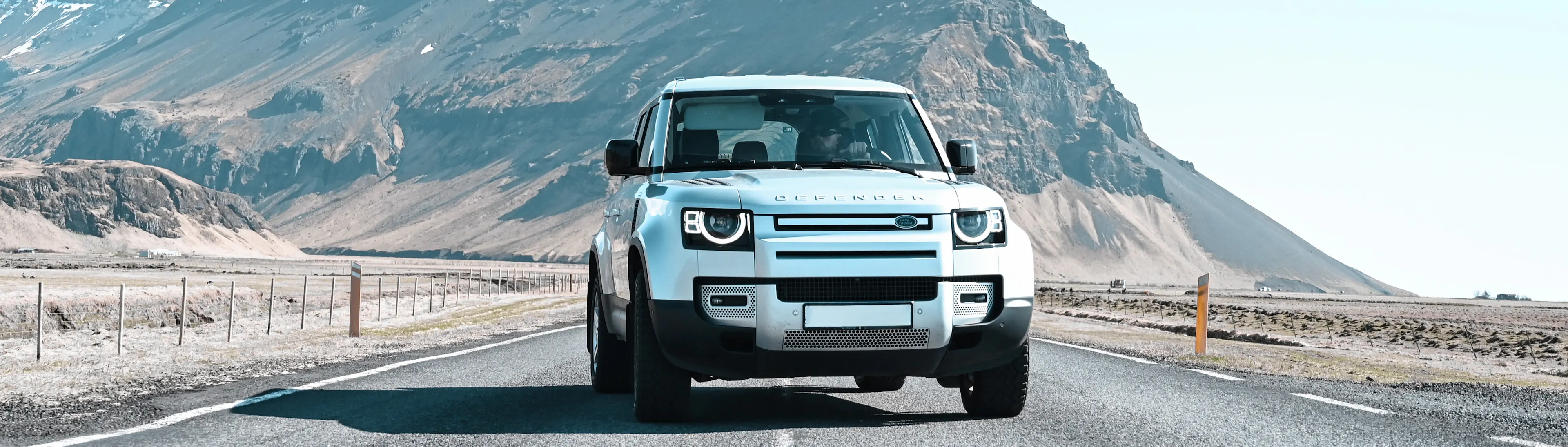 Land rover defender open highway