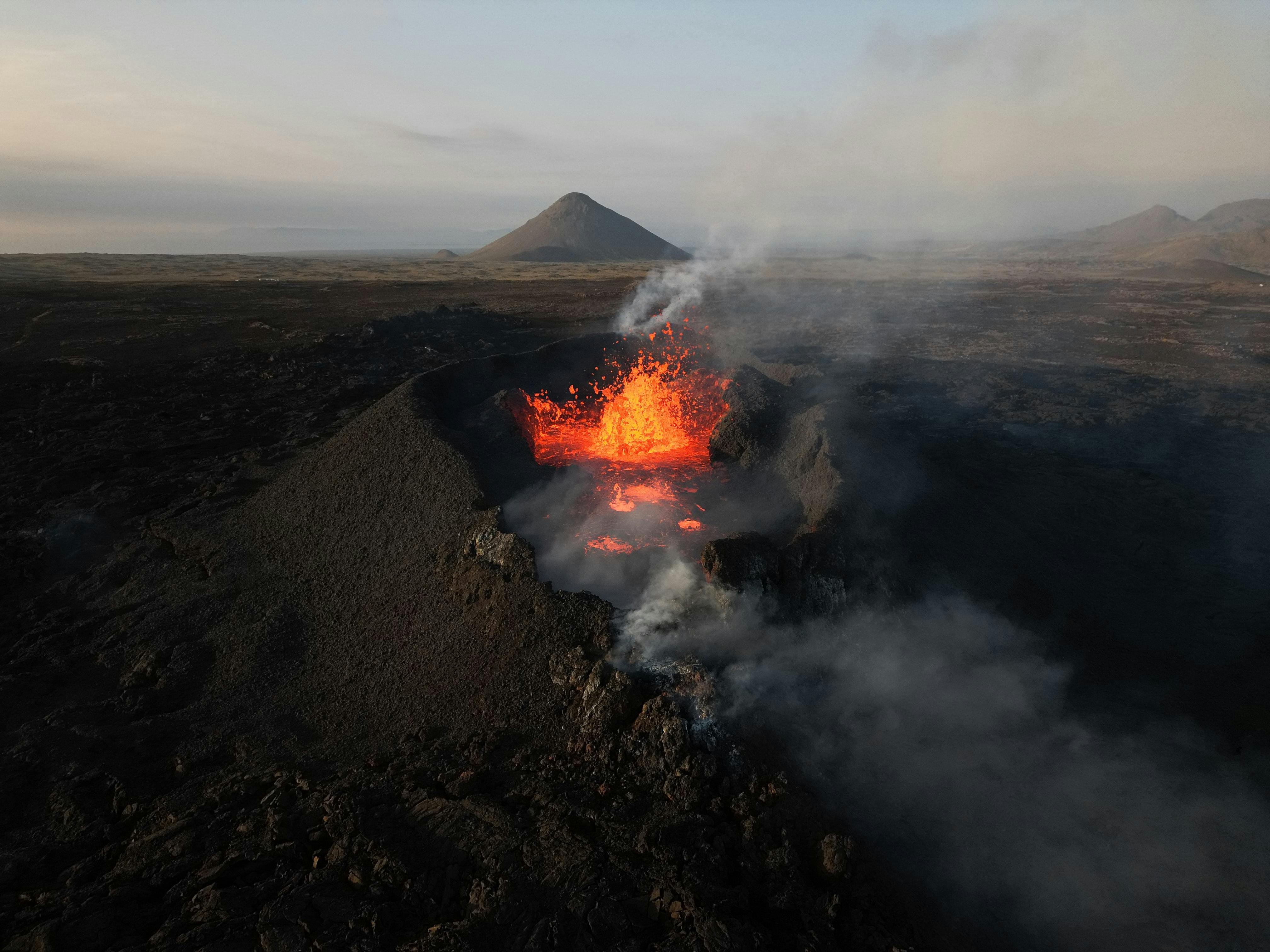 Volcano eruption aerial