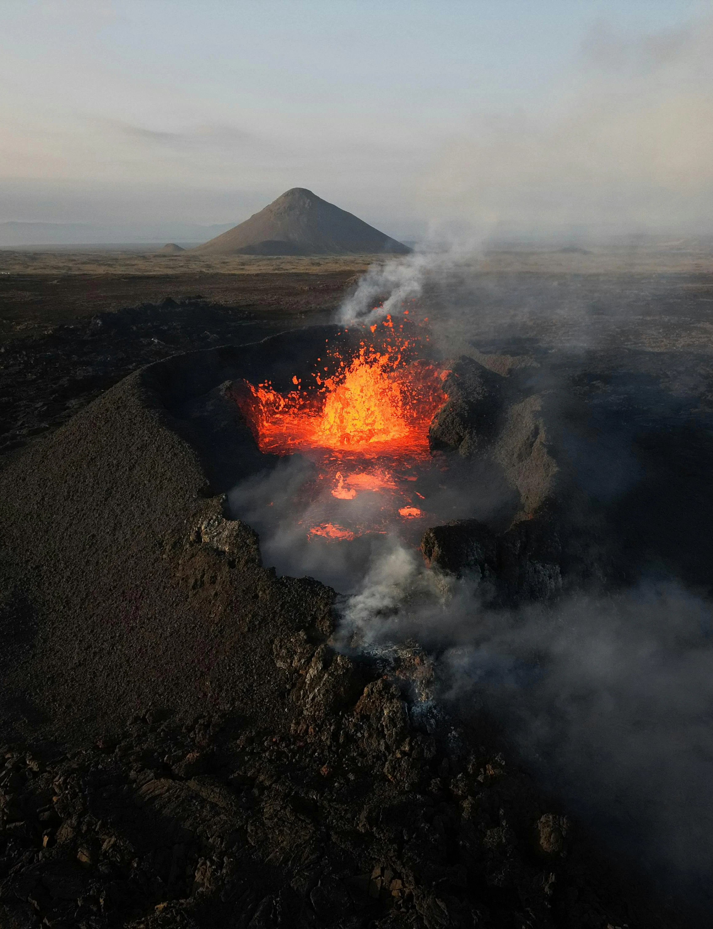 Volcano eruption aerial