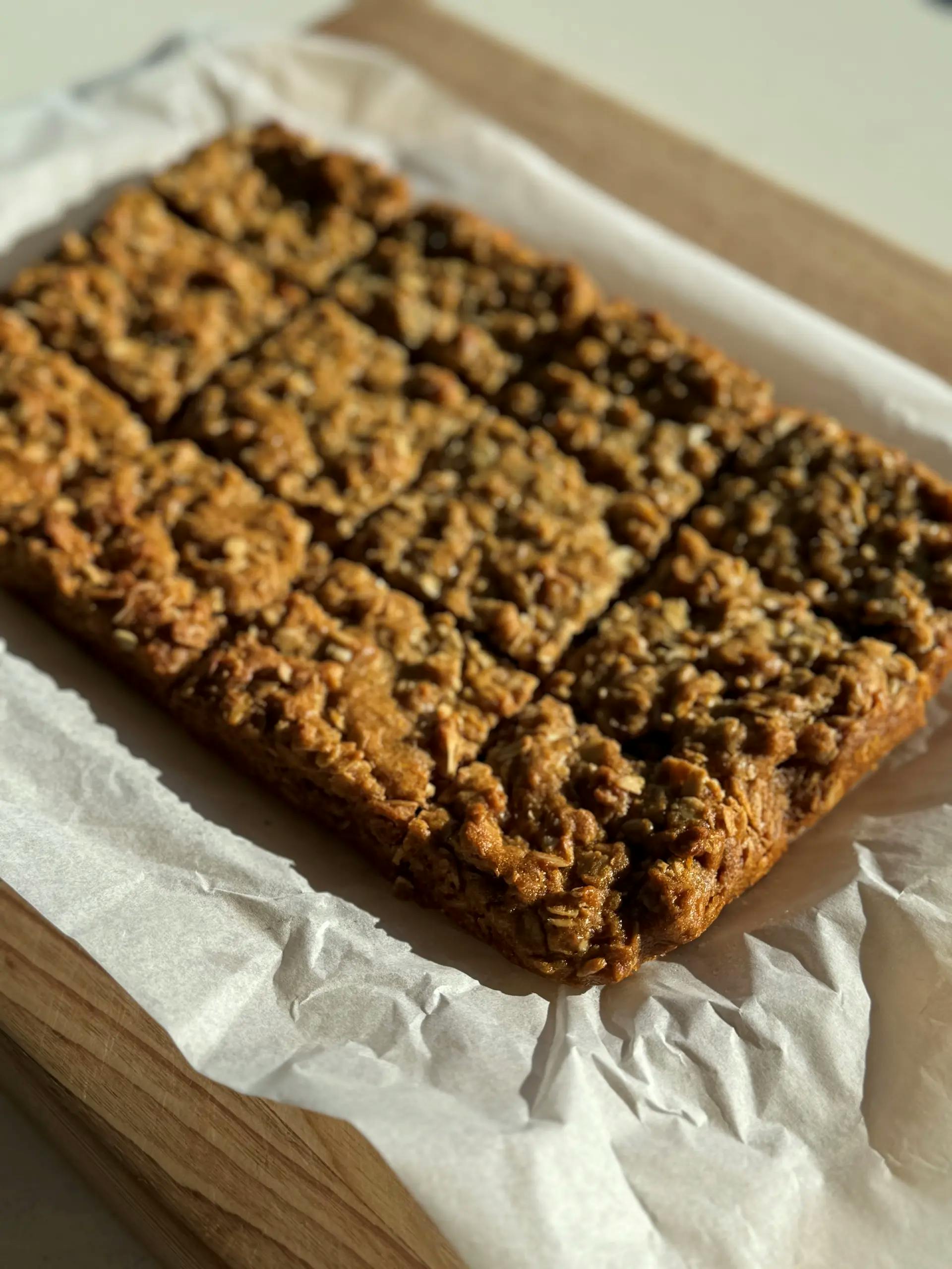 Anzac slice on baking paper