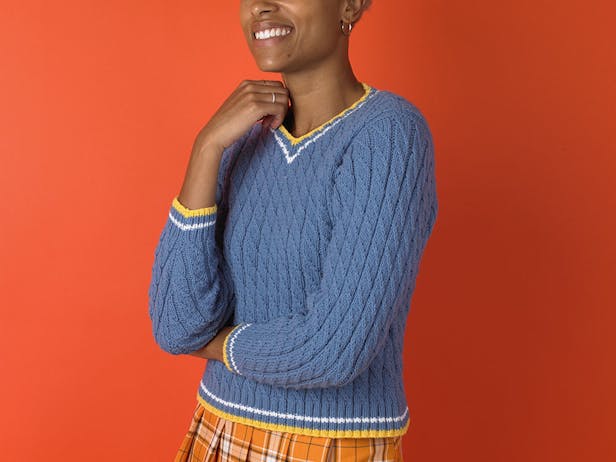 collegiate sweater free knitting pattern by paintbox yarns