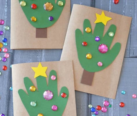 hand print kids craft Christmas cards