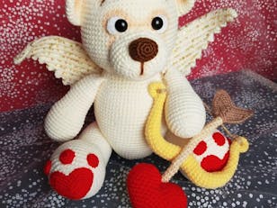 Valentine bear Crochet Pattern, Teddy Amigurumi Pattern, Cupid Bear amigurumi pattern, Heart pattern (English, Deutsch, Français)