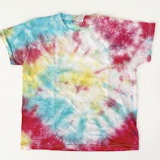 tie dye t-shirt laid flat