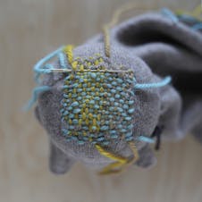 Darning weaving method step 7