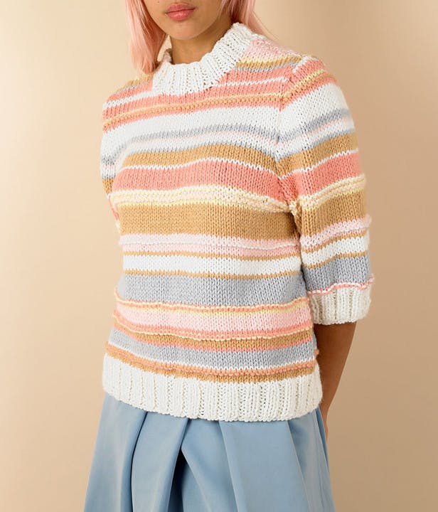 Sugar Striped Sweater in Paintbox Yarns Wool Mix Chunky