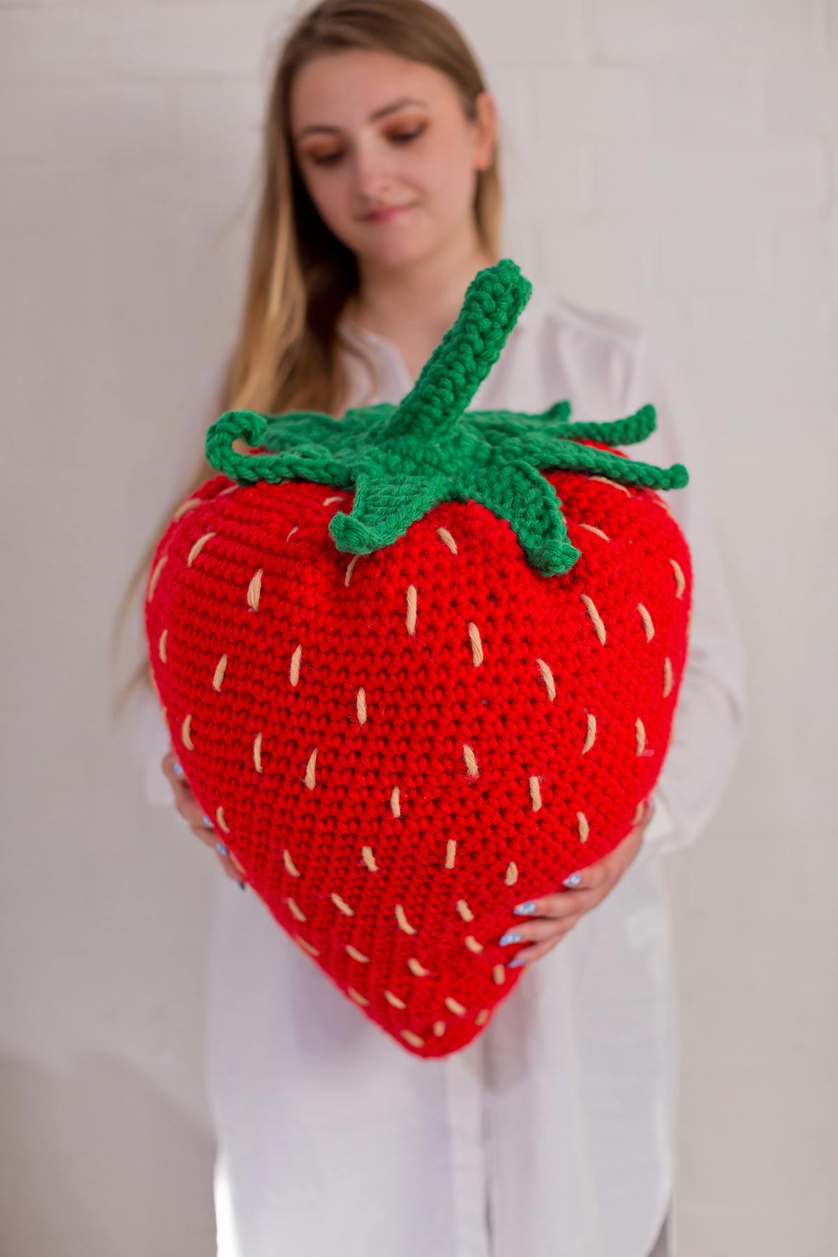 How to crochet a giant strawberry cushion LoveCrafts
