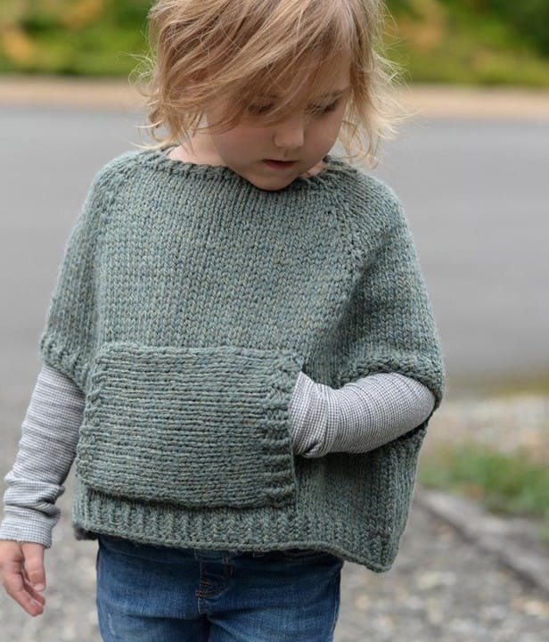Kid's knitted cape pullover pattern