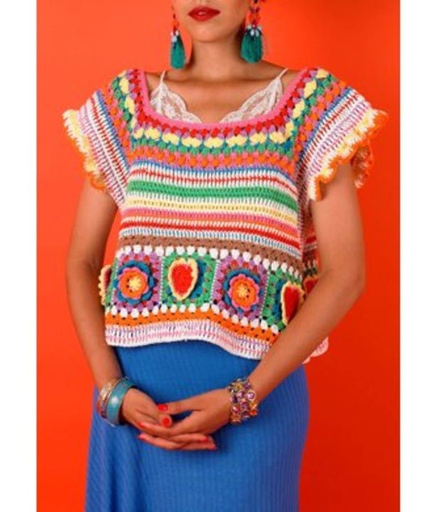 Kahlo Crop Top - Free Crochet Pattern For Women in Paintbox Yarns Cotton DK