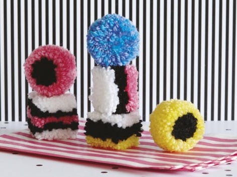 How to make liquorice allsorts pompoms