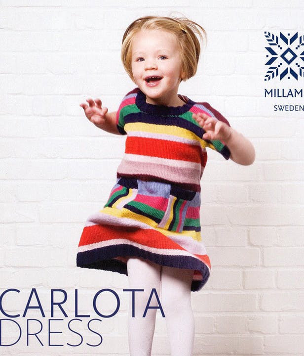 "Girls' Carlota Dress" - Dress Knitting Pattern For Girls in MillaMia Naturally Soft Merino