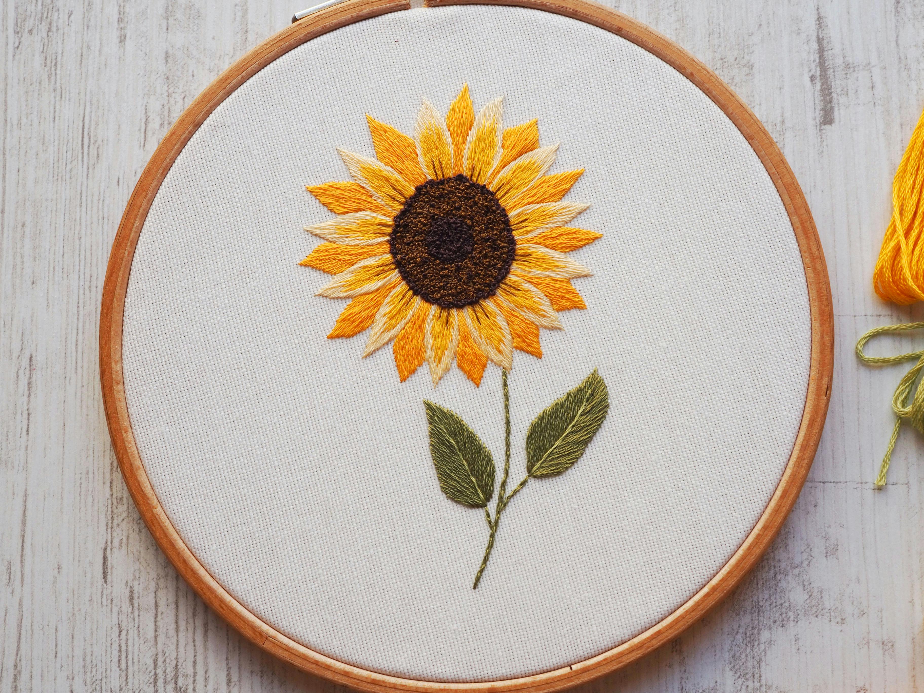 Free Sunflower Embroidery Tutorial LoveCrafts