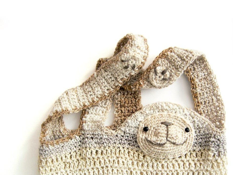 cedric the sloth shopper bag crochet pattern by Irene strange