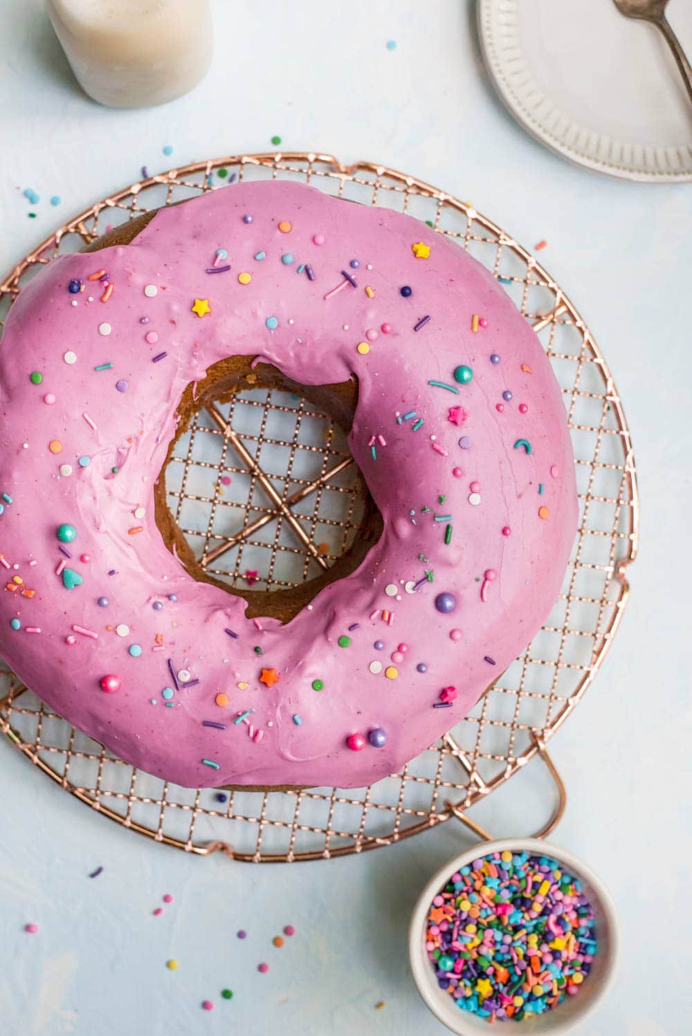 Donut Drizzle Cake with Meringue Decor