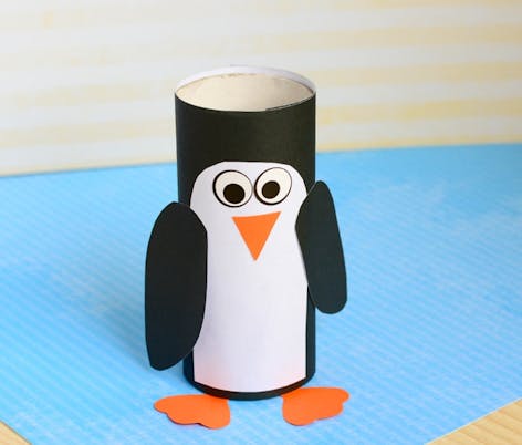 Paper roll penguin Christmas kids craft 
