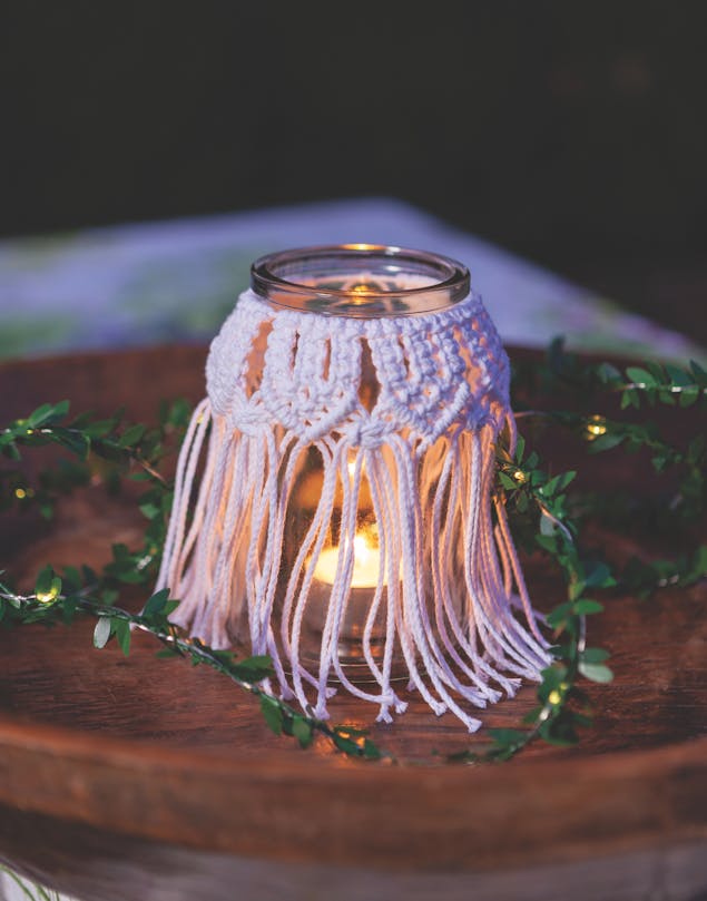Macramé tealight cover finished