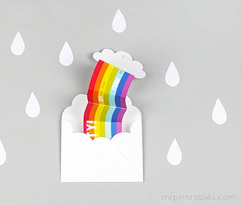free birthday invitation fold out rainbow printable