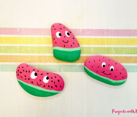 watermelon painted rocks for kids